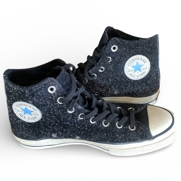 CONVERSE Chuck Taylor All Star High Tops Black Suede White fleck. 8